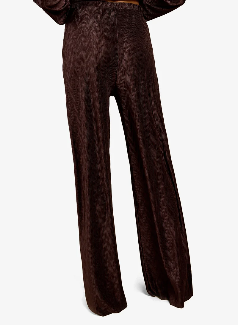 Little Mistress Brown Plisse Trouser